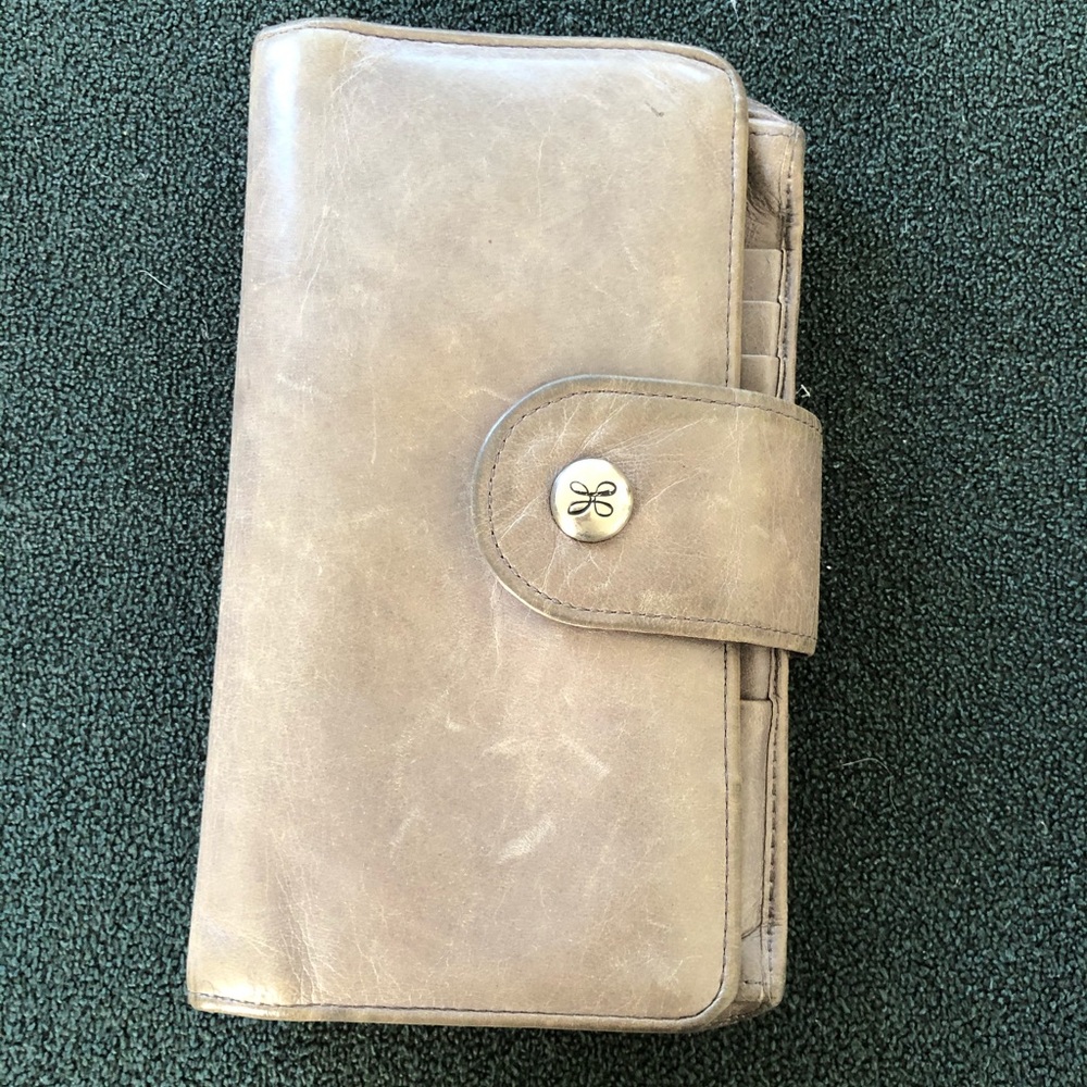 Grey HOBO wallet with wrist strap